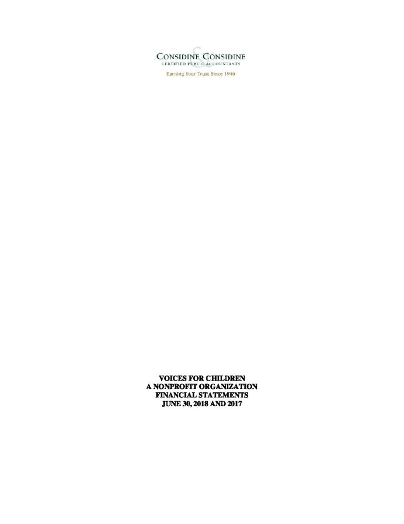 Audited Financial Statements FYE 2017 2018 Voices for Children