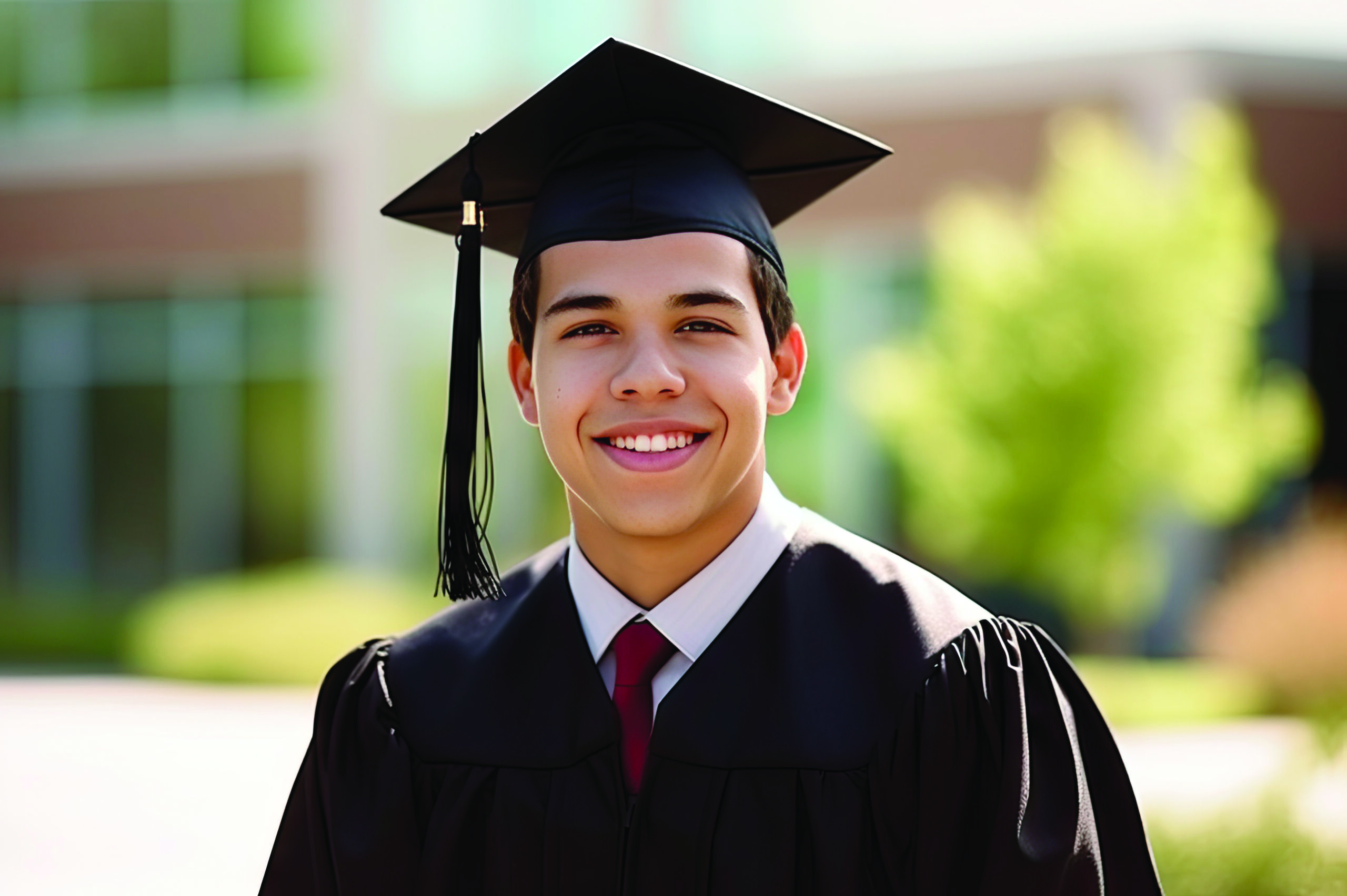Happy young Hispanic man at a graduation ceremony created with G